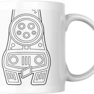 PLUGGED IN RIDE HOLD cartoon mug